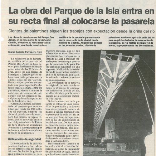 Pasarela puente parque Isla Dos Aguas